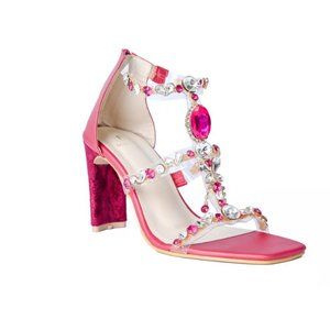 Women's Embellished Stud Design Red Heels